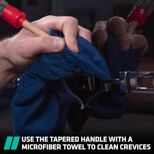 VIKING Car Detailing Brush Set for Car Cleaning Kit, Super-Soft Bristles for Exterior Detail, Includes Small 0.9 Inch, Medium 1 Inch, and Large 1.5 Inch Diameter Brush Heads, 3 Pack, Red - Image 4