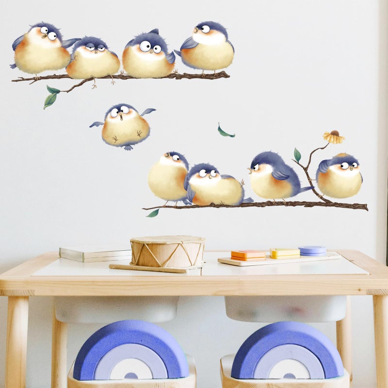 DILIBRA Blue Bird on The Branch Wall Decals, Peel and Stick Lovely Bird Wall Decals, DIY Vinyl Art Murals for Nursery Kids Bedroom Living Room Classroom Preschool Playroom - Image 2