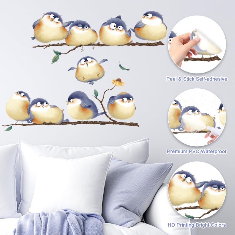 DILIBRA Blue Bird on The Branch Wall Decals, Peel and Stick Lovely Bird Wall Decals, DIY Vinyl Art Murals for Nursery Kids Bedroom Living Room Classroom Preschool Playroom - Image 4