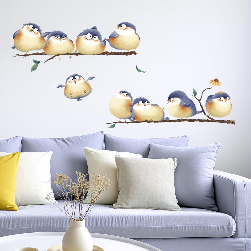 DILIBRA Blue Bird on The Branch Wall Decals, Peel and Stick Lovely Bird Wall Decals, DIY Vinyl Art Murals for Nursery Kids Bedroom Living Room Classroom Preschool Playroom - Image 1