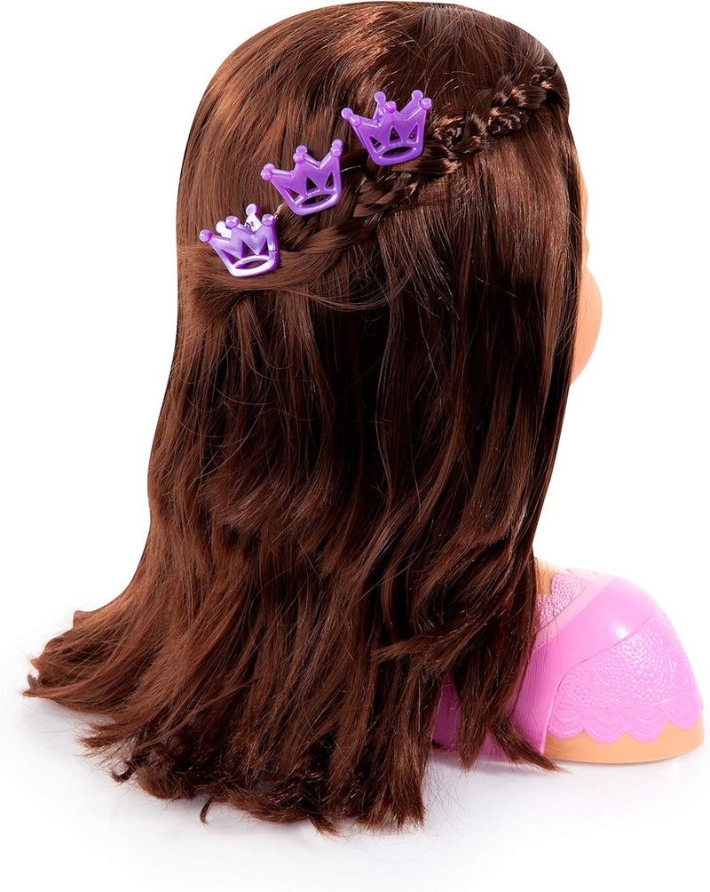 Bayer Design : Charlene Super Model Make Up Head, Brown Hairs, Brunette, Comes with Make-Up and Stickers, Styling Ideas Shown on Showbox, For Ages 3 and up - Image 4