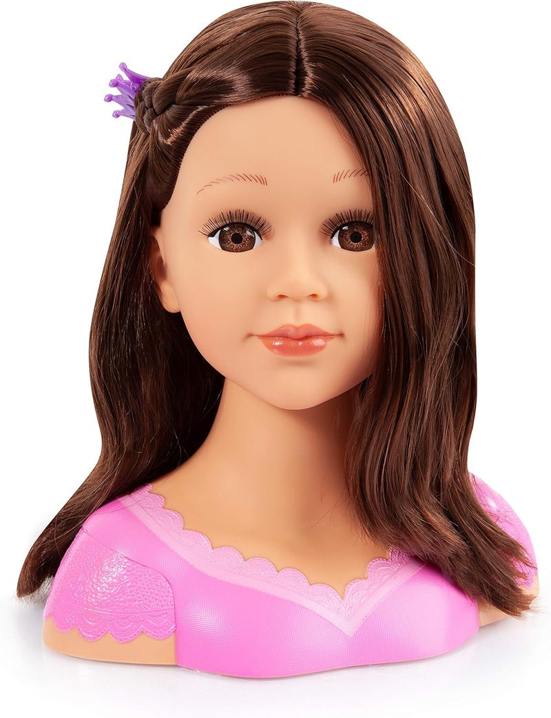 Bayer Design : Charlene Super Model Make Up Head, Brown Hairs, Brunette, Comes with Make-Up and Stickers, Styling Ideas Shown on Showbox, For Ages 3 and up - Image 3