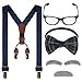 mifengda Kids Old Man Costume 100 Day of School Grandpa Costume for Boys 1920s Old Man Outfit Halloween Dress Up Set Including Bow Tie Beard Eyebrow Suspenders Glasses for Kids Boy Halloween - Image 2
