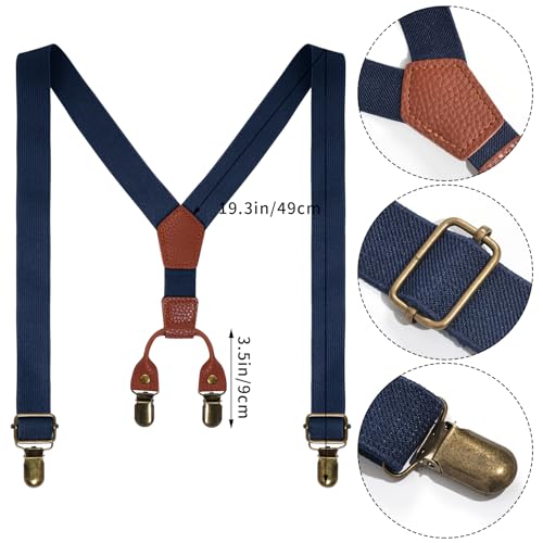 mifengda Kids Old Man Costume 100 Day of School Grandpa Costume for Boys 1920s Old Man Outfit Halloween Dress Up Set Including Bow Tie Beard Eyebrow Suspenders Glasses for Kids Boy Halloween - Image 5