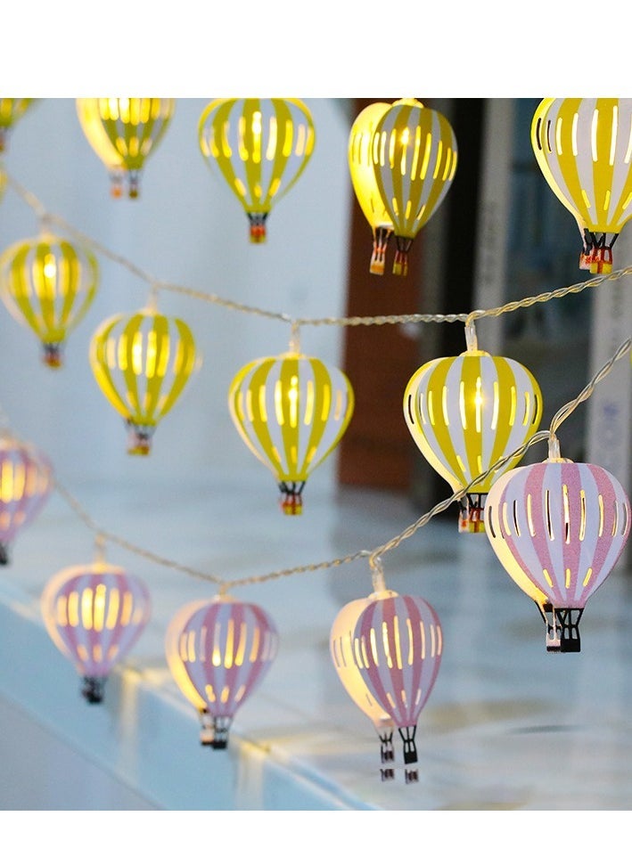 Generic String Lights, Hot Air Balloon String Lights, Multicolor 20 LED 10 Ft Hanging Garland, Battery Operated Balloon Decorations for Wedding, Birthday, Room, Wall, and Party Hanging Decor  - Image 2