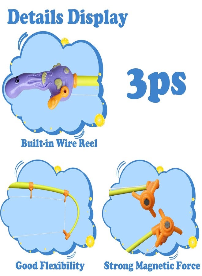 Timisea 3 Pcs Fishing Rod Pole Pool Toy,Fishing Bath Toys Game for Bath Time Carnival,Educational Learning Toys for Children Magnetic Fishing Rod Game - Image 2