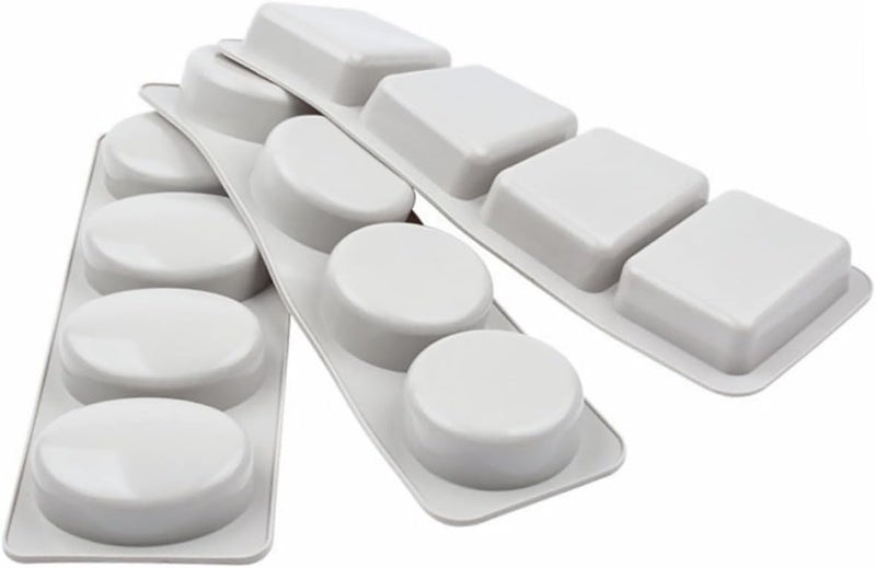 NUOBESTY 3pcs Rectangle Round Silicone Soap Molds Easy Release Handmade Soap Mold Set for DIY Decorative Random Color - Image 1