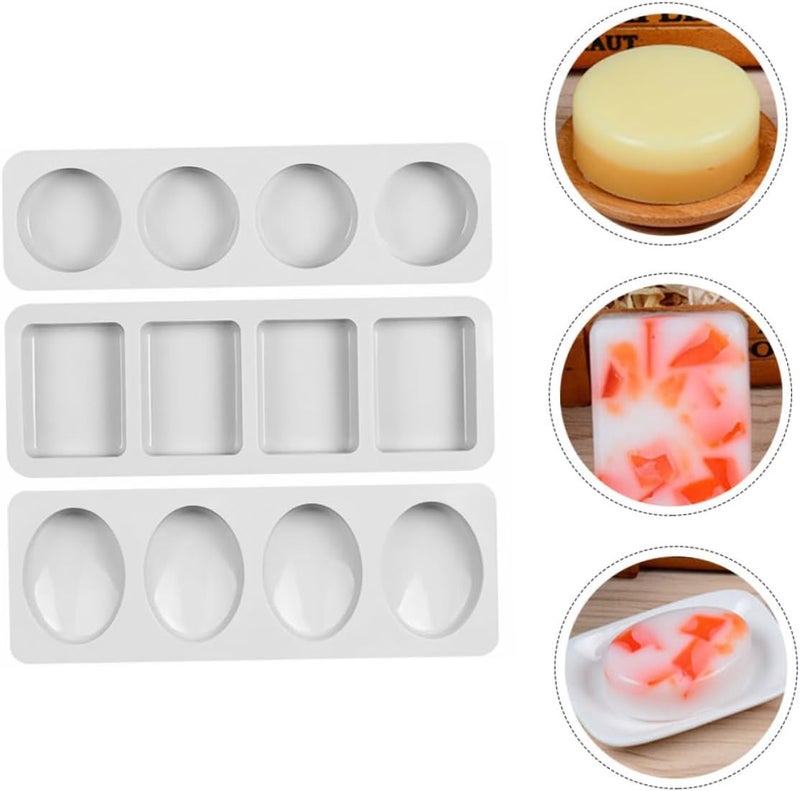 NUOBESTY 3pcs Rectangle Round Silicone Soap Molds Easy Release Handmade Soap Mold Set for DIY Decorative Random Color - Image 5