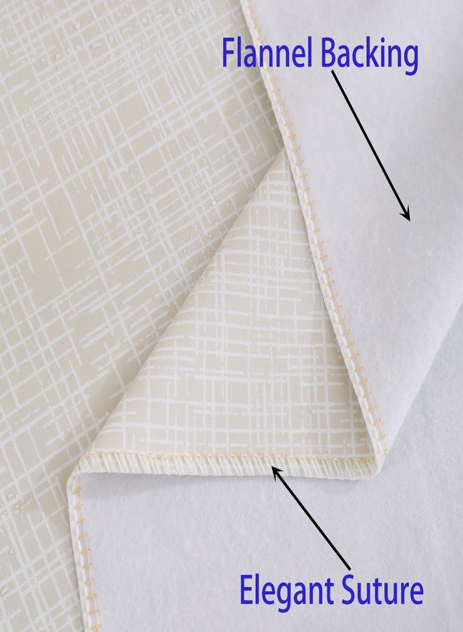 Walrus Heavy Duty Vinyl Tablecloth with Flannel Backing Waterproof Oil-Proof Plastic Table Cloth Stain-Resistant Wipeable Rectangle or Square Table Cover (Beige Striped, 54X54 Inch) - Image 4