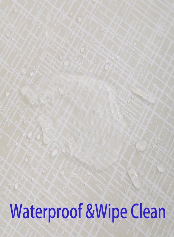 Walrus Heavy Duty Vinyl Tablecloth with Flannel Backing Waterproof Oil-Proof Plastic Table Cloth Stain-Resistant Wipeable Rectangle or Square Table Cover (Beige Striped, 54X54 Inch) - Image 5