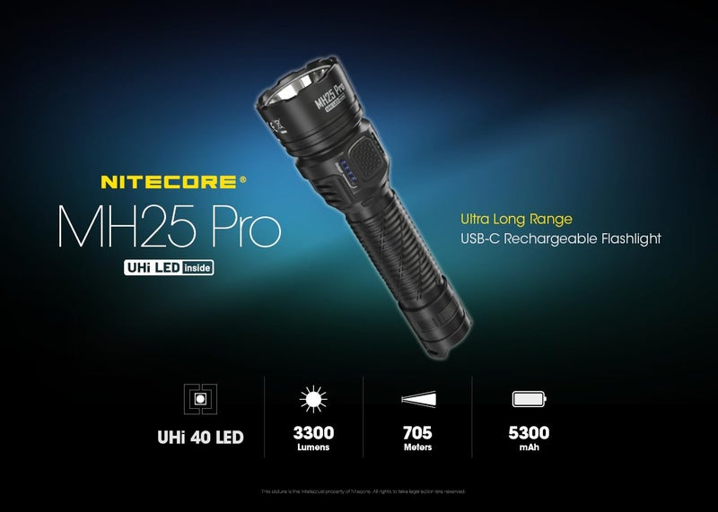 NITECORE MH25 Pro 770 Yard Long Throw Flashlight, 3300 Lumen USB-C Rechargeable Compact Duty Work Light with Lumentac Organizer - Image 2