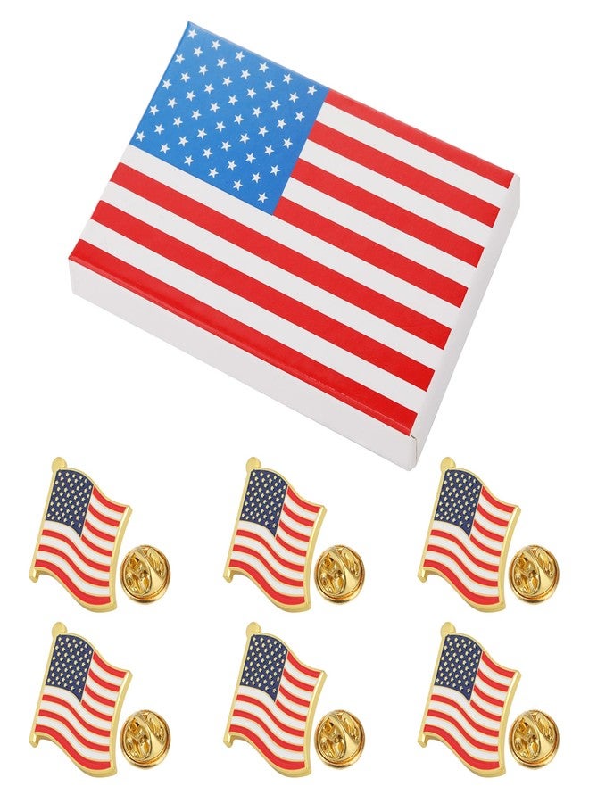 TONOS Exquisite American Flag Lapel Pins -Gold American Flag Pin The Stars and Stripes Lapel Pin- 6 Pack with Box - Image 2