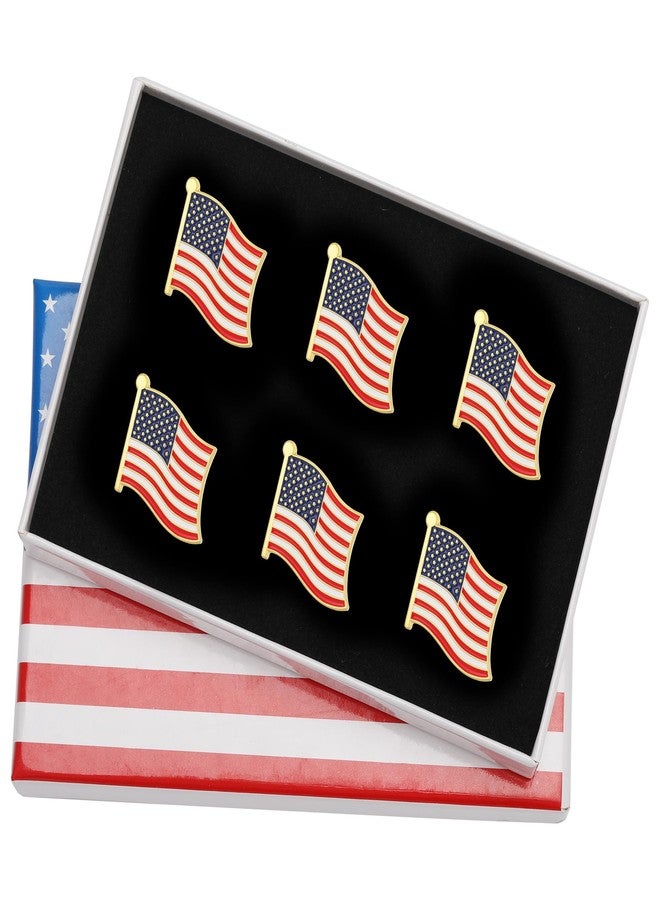 TONOS Exquisite American Flag Lapel Pins -Gold American Flag Pin The Stars and Stripes Lapel Pin- 6 Pack with Box - Image 1