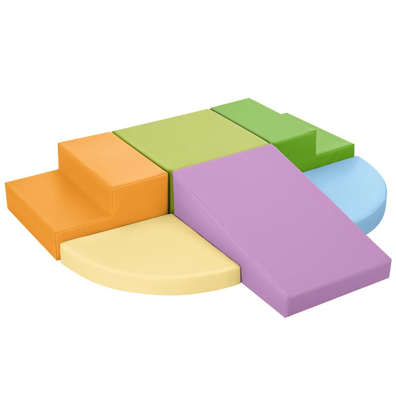 TODIBY 6-Piece Foam Climbing Blocks for Toddlers: Baby Foam Climbing Gym PU Leather Colorful Indoor Toy Building Blocks - Image 1