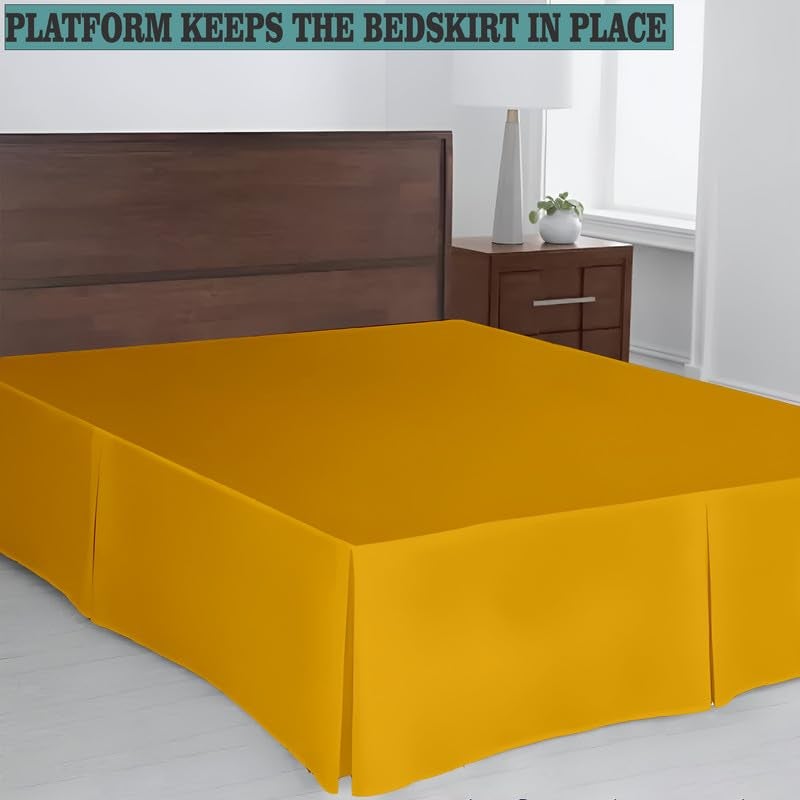 TSM BEDDING Pleated Bed Skirt Single Size 36x78 15 Inch Drop with Platform Design for Secure Fit Split Corners WrinkleResistant Microfiber for Modern Stylish Look Tailored Bedding Looks Gold - Image 3