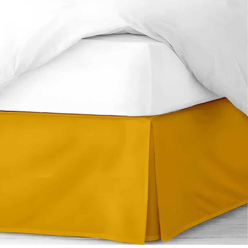 TSM BEDDING Pleated Bed Skirt Single Size 36x78 15 Inch Drop with Platform Design for Secure Fit Split Corners WrinkleResistant Microfiber for Modern Stylish Look Tailored Bedding Looks Gold - Image 1