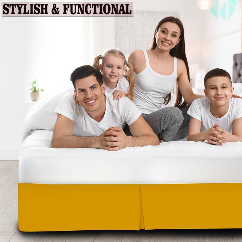 TSM BEDDING Pleated Bed Skirt Single Size 36x78 15 Inch Drop with Platform Design for Secure Fit Split Corners WrinkleResistant Microfiber for Modern Stylish Look Tailored Bedding Looks Gold - Image 5