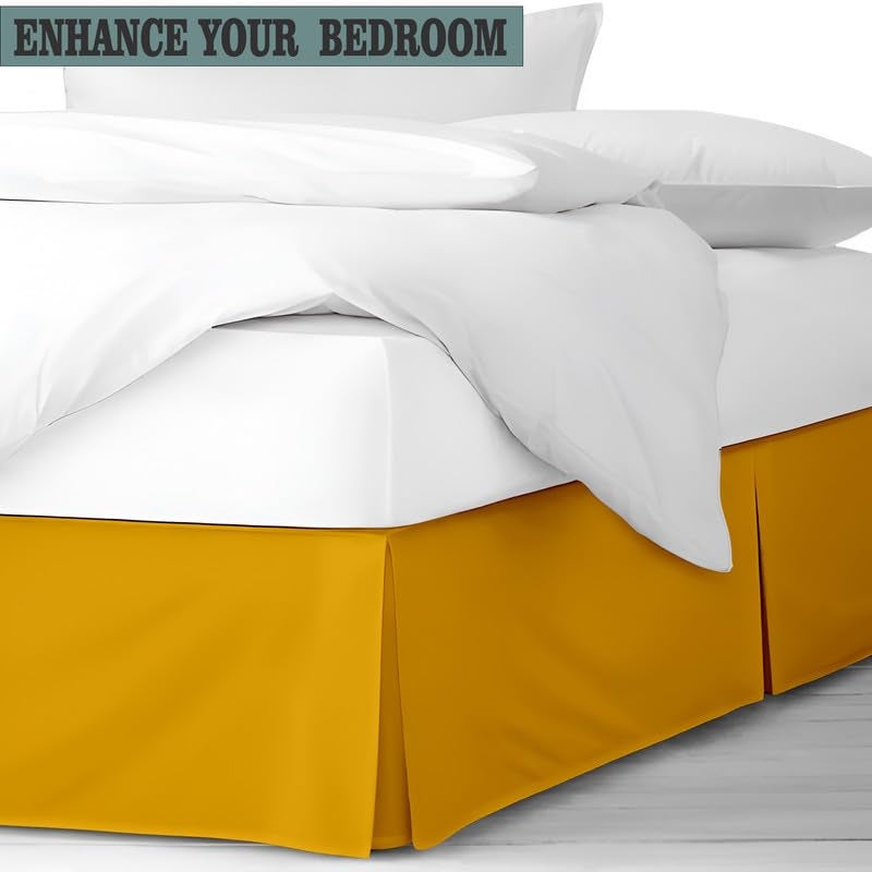 TSM BEDDING Pleated Bed Skirt Single Size 36x78 15 Inch Drop with Platform Design for Secure Fit Split Corners WrinkleResistant Microfiber for Modern Stylish Look Tailored Bedding Looks Gold - Image 2