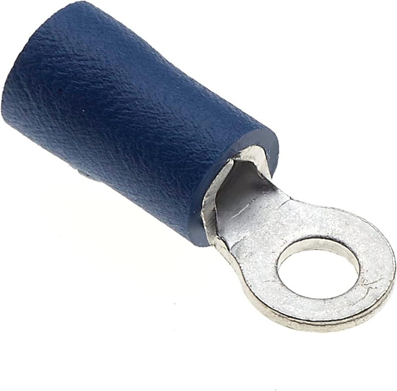 Keple KEP4277 Crimp Terminal - Pack of 100, Blue, 3.2mm, 30A, 16-14 AWG - Heat Shrink Ring Connectors, Tinned Copper, Insulated Wire Terminals - Image 1