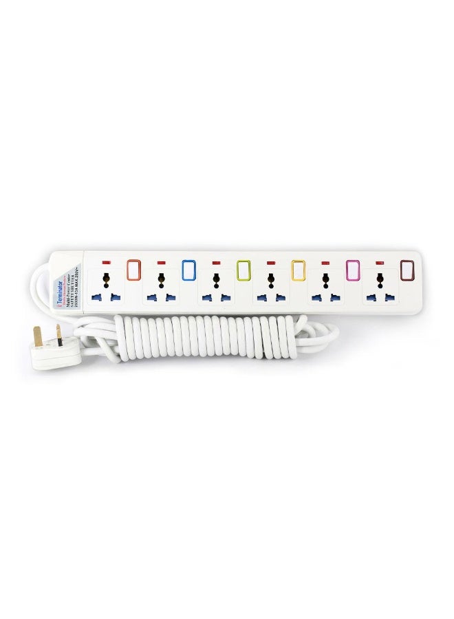 Terminator TPB 916  5M 6Way Universal Power Extension Socket With Individual Switches & Indicators - Image 2