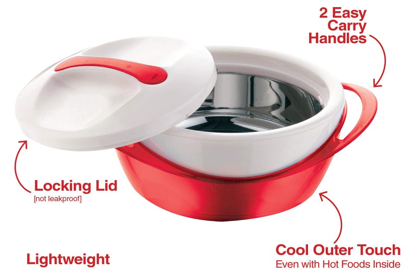 Pinnacle Large Insulated Casserole Dish with Lid 3.6 qt. Elegant Hot Pot Food Warmer/Cooler -Thermal Soup/Salad Serving Bowl Stainless Steel Hot Food Containerâ€“Best Gift Set for Moms â€“Holidays Red - Image 5