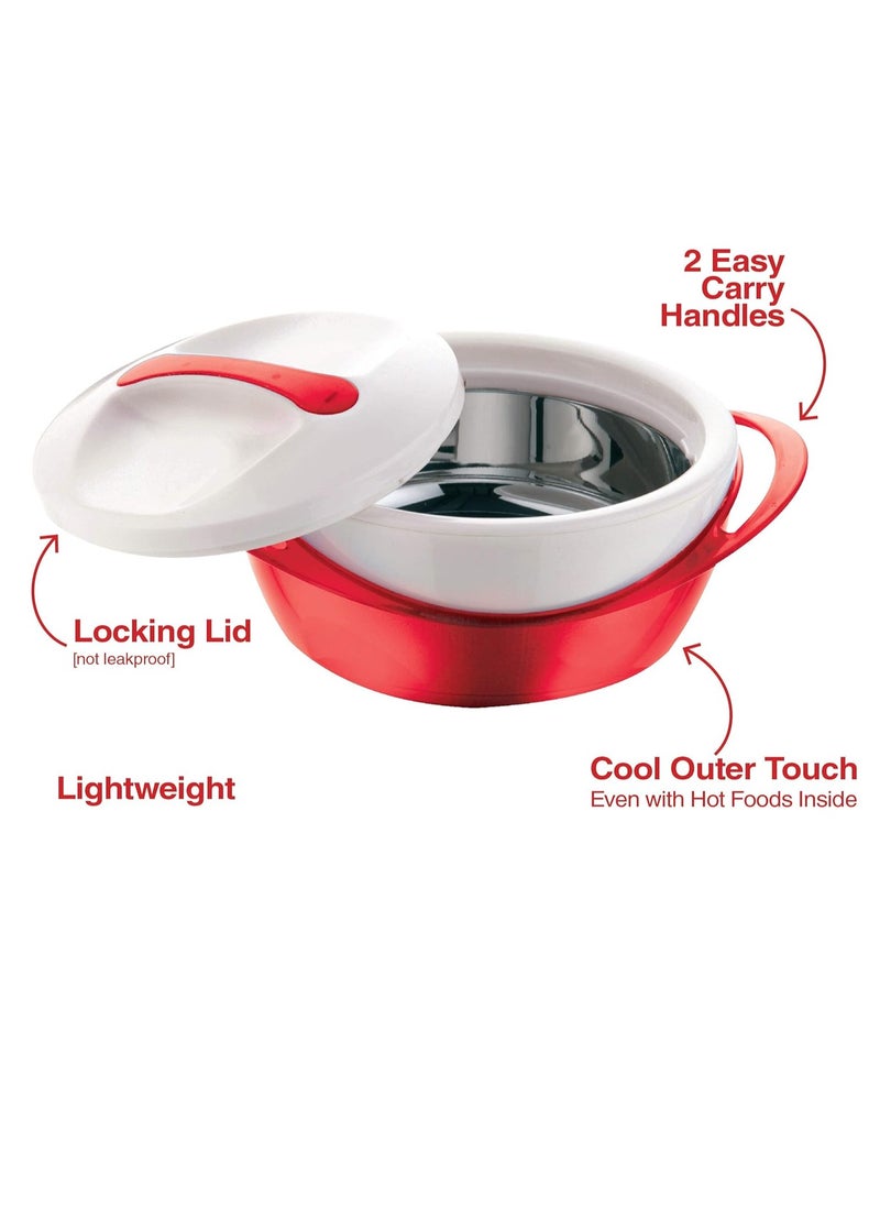 PINNACLE - Pinnacle Large Insulated Casserole Dish with Lid 3.6 qt. Elegant Hot Pot Food Warmer/Cooler -Thermal Soup/Salad Serving Bowl Stainless Steel Hot Food Container–Best Gift Set for Moms –Holidays Red - Image 1