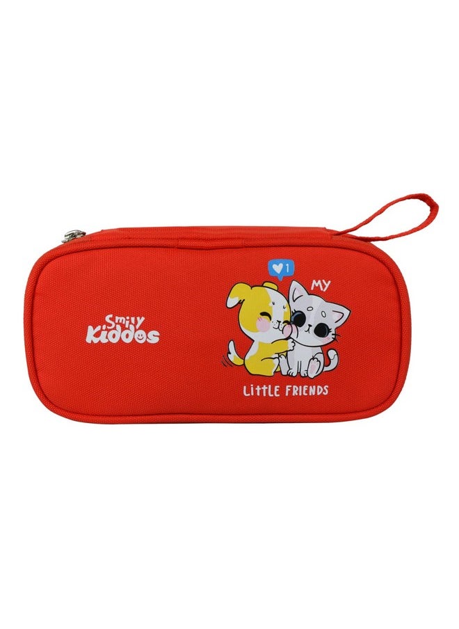 SMILY KIDDOS Smily Kiddos Polyester Zipper Pencil Pouch Kitty Theme (Red)  - Image 1