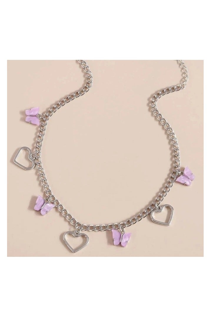 Goolsky Butterfly & Heart Pendant Necklace – Trendy Layered Choker for Women, Fashion Statement Jewelry, Non-Fading Titanium Steel, Daily/Streetwear - Image 3