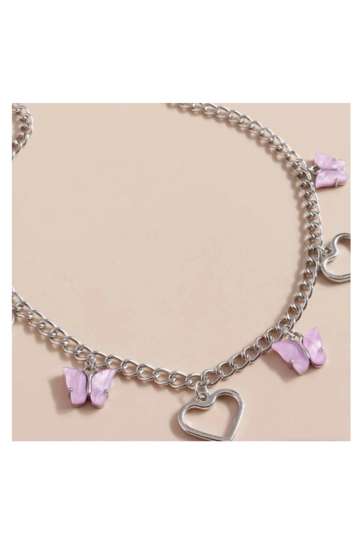 Goolsky Butterfly & Heart Pendant Necklace – Trendy Layered Choker for Women, Fashion Statement Jewelry, Non-Fading Titanium Steel, Daily/Streetwear - Image 4