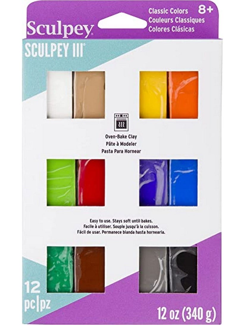 Sculpey III Polymer Clay Pack of 12pcs 340g - Image 1
