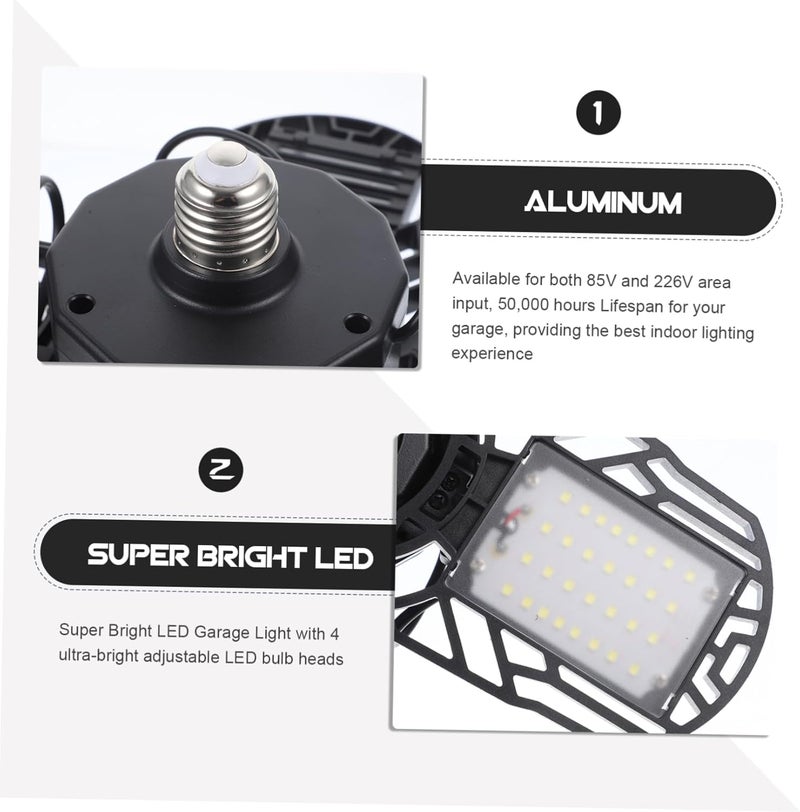 Angoily 60W Folding LED Garage Light Deformable Ceiling Light E27 Base AC85-226V for Workshops and Warehouses 360 Degrees Adjustable Sturdy Plastic Construction - Image 3
