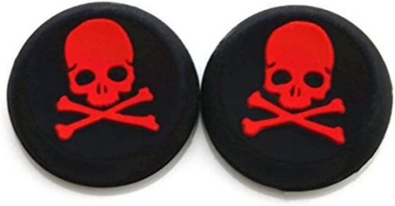 Ambertown Silicone Grip Cap Thumb Stick Caps Cover for PS4 Xbox One PS3 Xbox 360 PS2 Game Controllers (Red Skull)