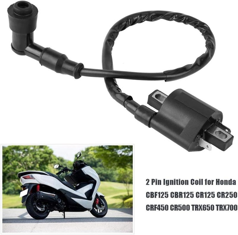woobles Motorcycle Ignition Coil, 2 Pin Engine Ignition Coil for Honda CBF125 09-11 CBR125 07-11 CR125 86-88 99-07 CR250 86-88 97-07 CRF450 02-11 CR500 86-88 TRX650 03-05 TRX700 08-11, Direct Fit - Image 3