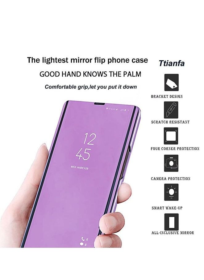 Generic Case For Samsung S9 Ultra-Thin Translucent View Mirror Flip Cover Purple  - Image 2