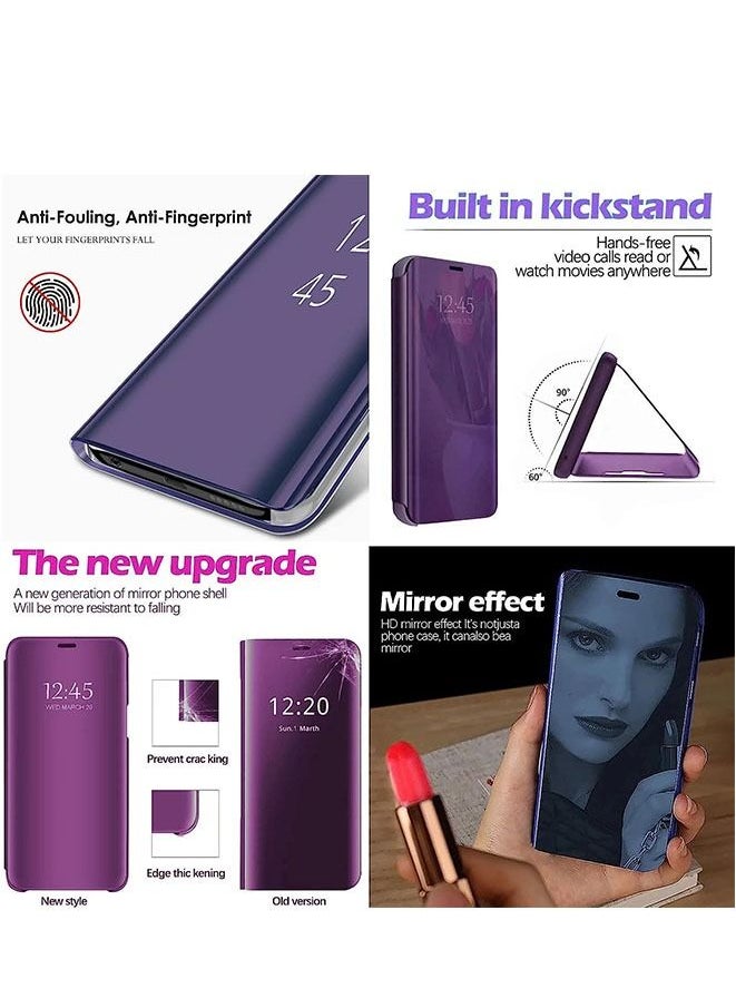 Generic Case For Samsung S9 Ultra-Thin Translucent View Mirror Flip Cover Purple  - Image 3