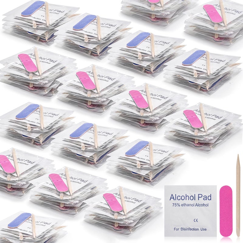 acDesign 48 Sets Disposable Manicure Kit 3-Piece Nail Files Set Includes Nail File 100/180 Grit, Wood Stick, Nail Polish Remover Pads for Nails Design, Stamping Polish Manicure Art Tool - Image 1