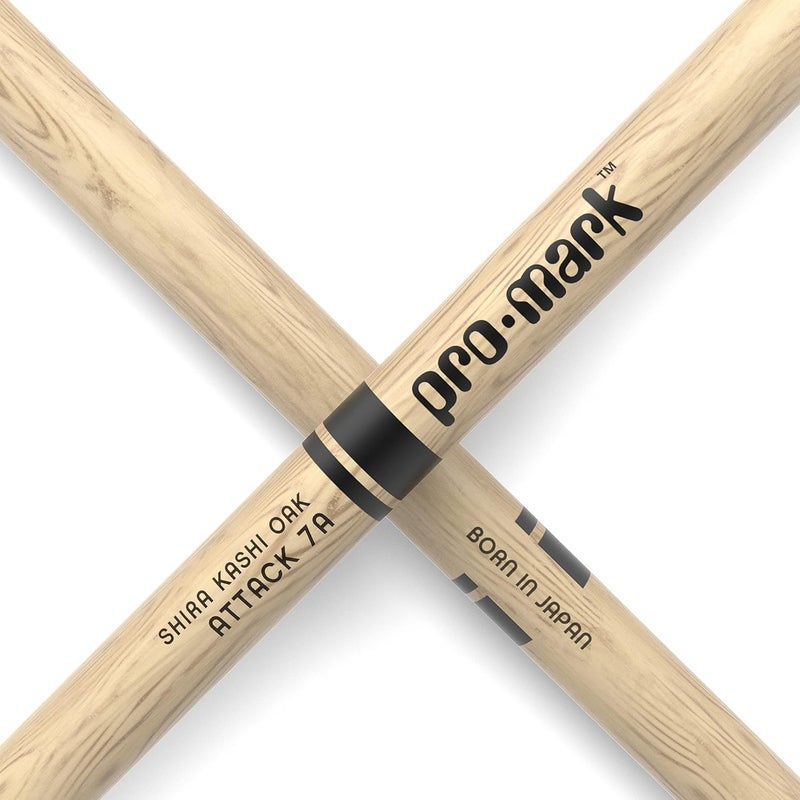 ProMark Classic Attack 7A Shira Kashi Oak Drumsticks with Oval Wood Tip - Image 5