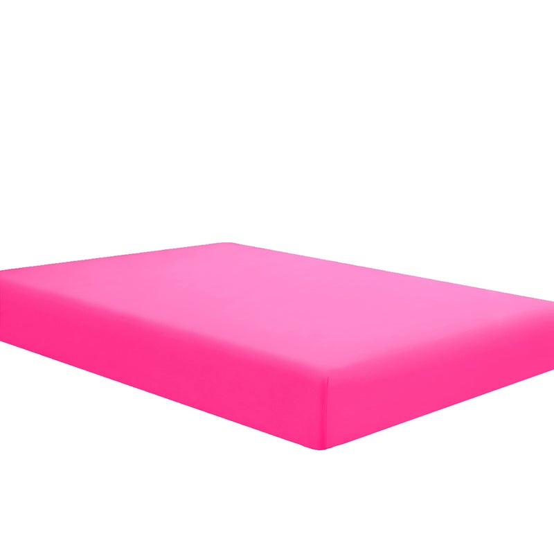 Sfoothome Hot Pink Fitted Sheet 14 Inch Pocket Deep Microfiber Sheets Twin Size