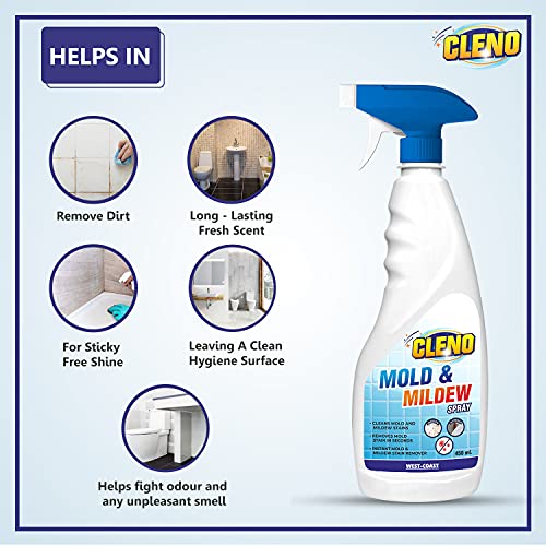 Cleno Mold Mildew Cleaner Spray | Kitchen Cleaner spray |Chimney Cleaner Spray | tiles cleaner liquid strong hard water stain remover for bathroom | multi purpose mirror cleaner, sink cleaner | 450ml - Image 3