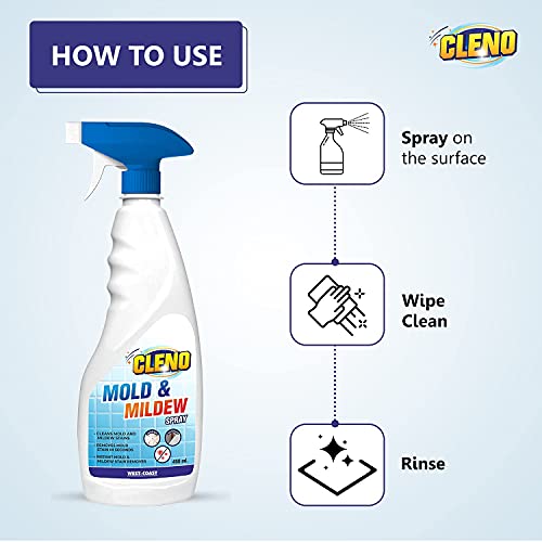 Cleno Mold Mildew Cleaner Spray | Kitchen Cleaner spray |Chimney Cleaner Spray | tiles cleaner liquid strong hard water stain remover for bathroom | multi purpose mirror cleaner, sink cleaner | 450ml - Image 4