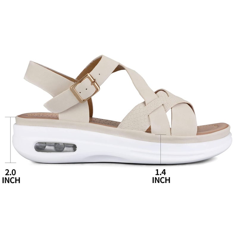 mysoft Women's Walking Sandals Comfortable Air Cushioned Support Ankle Strap Dress Sandals - Image 4