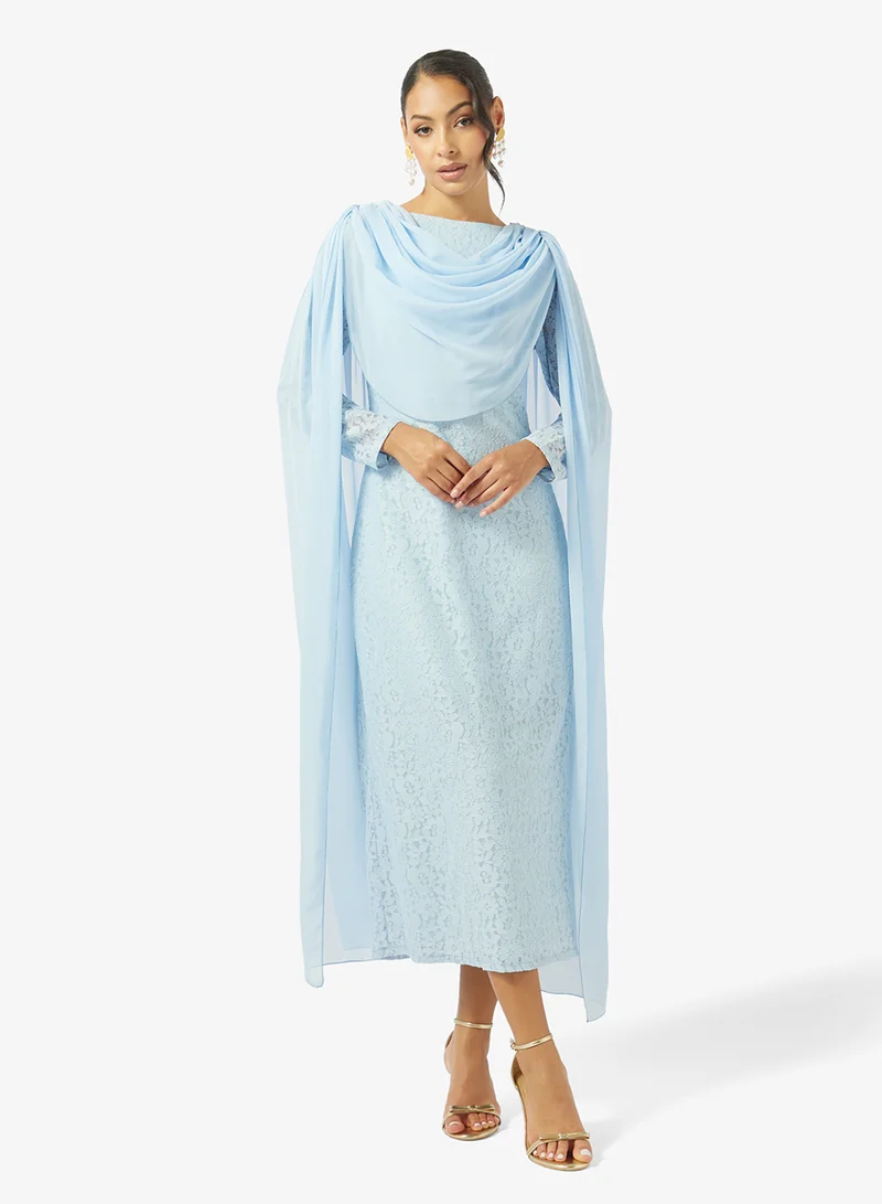 Lace With Chiffon Design Dress