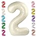 Mluchee 2 Numbers Balloon 40 Inch Cream White Two Balloon Number Birthday Decor 2nd 12 21st Party Celebration Decorations Graduations Wedding Baby Shower - Image 3