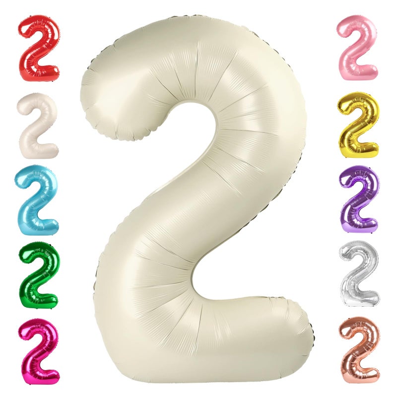 Mluchee 2 Numbers Balloon 40 Inch Cream White Two Balloon Number Birthday Decor 2nd 12 21st Party Celebration Decorations Graduations Wedding Baby Shower - Image 2