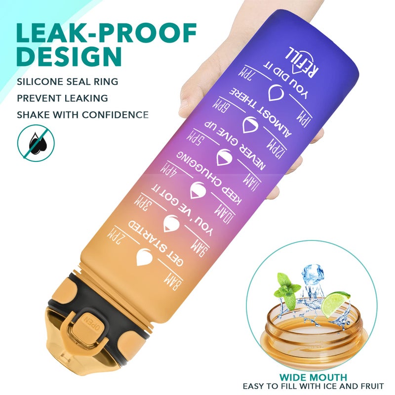 Enerbone 32 oz Water Bottle with Times to Drink and Straw, Motivational Drinking Water Bottles with Carrying Strap, Leakproof BPA & Toxic Free, Ensure You Drink Enough Water for Fitness Gym Outdoor - Image 4