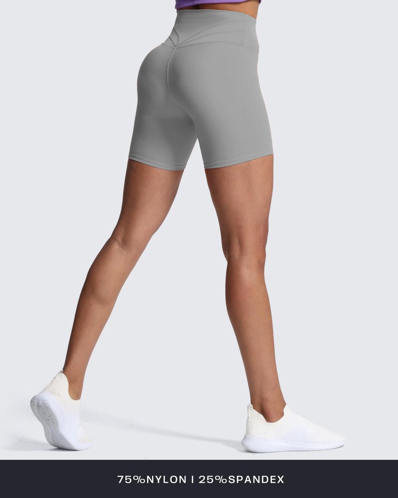 Aoxjox Trinity Workout Biker Shorts for Women Tummy Control High Waisted Exercise Athletic Gym Running Yoga Short 6" (Grey, Medium) - Image 5