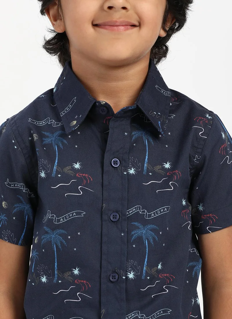 Nautinati Blue Nautinati Boys’ Aloha Hawaii Print Shirt|Cotton| Age 2 - 10 Years for Men | Best Price UAE