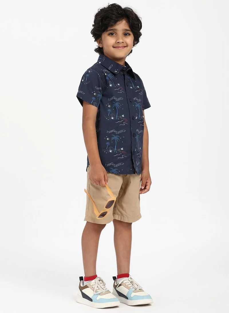 Nautinati Blue Nautinati Boys’ Aloha Hawaii Print Shirt|Cotton| Age 2 - 10 Years for Men | Best Price UAE