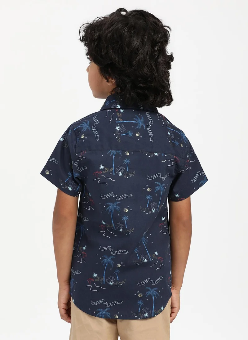 Nautinati Blue Nautinati Boys’ Aloha Hawaii Print Shirt|Cotton| Age 2 - 10 Years for Men | Best Price UAE