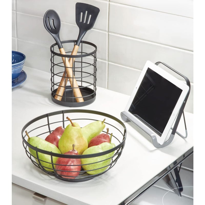 iDesign Kitchen Crock for Utensils - Steel Kitchen Crock Utensil Holder for Countertop - Matte Black - Image 5